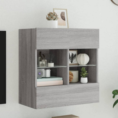 Berkfield Tv Wall Cabinet With Led Lights Grey Sonoma 58.5X30X60.5 Cm - image 1