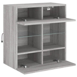 Berkfield Tv Wall Cabinet With Led Lights Grey Sonoma 58.5X30X60.5 Cm - thumbnail 8