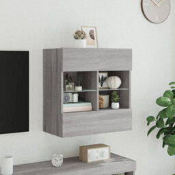 Berkfield Tv Wall Cabinet With Led Lights Grey Sonoma 58.5X30X60.5 Cm - thumbnail 5