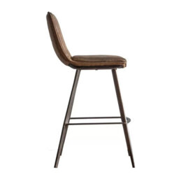 Xample Gallery Henley Bar Stools - 2 Pack Brown Faux Leather Counter Chairs With Angled Black Metal Legs, Seat Height 72Cm,vintage Design - thumbnail 6