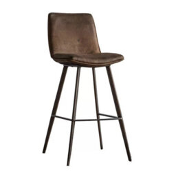 Xample Gallery Henley Bar Stools - 2 Pack Brown Faux Leather Counter Chairs With Angled Black Metal Legs, Seat Height 72Cm,vintage Design - thumbnail 5