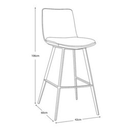 Xample Gallery Henley Bar Stools - 2 Pack Brown Faux Leather Counter Chairs With Angled Black Metal Legs, Seat Height 72Cm,vintage Design - thumbnail 7