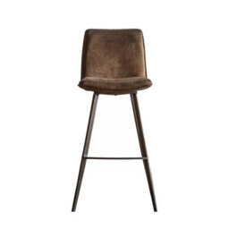 Xample Gallery Henley Bar Stools - 2 Pack Brown Faux Leather Counter Chairs With Angled Black Metal Legs, Seat Height 72Cm,vintage Design - thumbnail 4