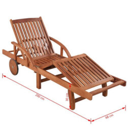 Walplus Sun Lounger Recliner Chair Made From Solid Acacia Wood For Garden Or Patio - thumbnail 7