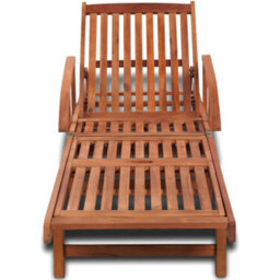 Walplus Sun Lounger Recliner Chair Made From Solid Acacia Wood For Garden Or Patio - thumbnail 2