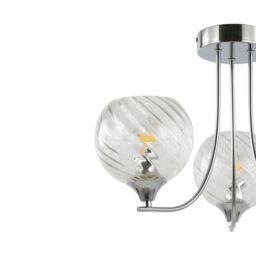 GoodHome Eclaze Round Gloss Glass & Metal Chrome Crystal Effect 3 Lamp Led Ceiling Light - thumbnail 3