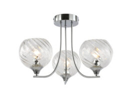 GoodHome Eclaze Round Gloss Glass & Metal Chrome Crystal Effect 3 Lamp Led Ceiling Light