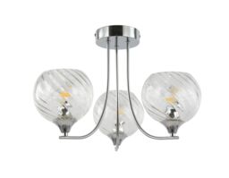 GoodHome Eclaze Round Gloss Glass & Metal Chrome Crystal Effect 3 Lamp Led Ceiling Light - thumbnail 2