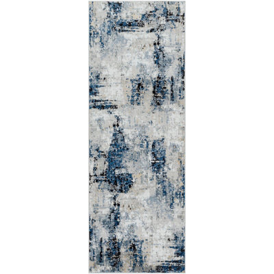 Livabliss Jolie-Abstract Blue Grey Beige Black Modern Marble Living Dining Bedroom Rug 60 X 90 Cm Easy Care, Non Shedding - image 1