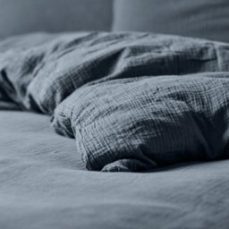 Where Saints Go Ltd Duvet Cover & Pillowcase Set - Denim Blue - Muslin Cotton - Single - thumbnail 4