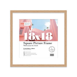 "18X18"" Oak Picture Frame - 18X18"" Square Frame With 16X16"" Mount For 18X18""/16X16"" Pictures Vintage Style Thin Edge, 1 Pack" - thumbnail 1