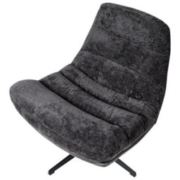Beliani Swivel Armchair Tovik With Footstool Chenille Black - thumbnail 7