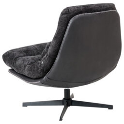 Beliani Swivel Armchair Tovik With Footstool Chenille Black - thumbnail 6