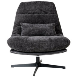 Beliani Swivel Armchair Tovik With Footstool Chenille Black - thumbnail 5