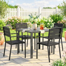 Outsunny Garden Chairs Set Of 4, Garden Dining Chairs, Hdpe Seat, Black - thumbnail 8