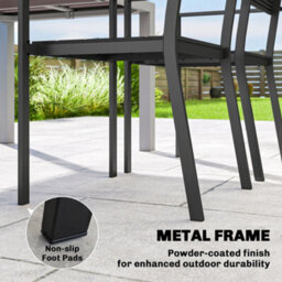 Outsunny Garden Chairs Set Of 4, Garden Dining Chairs, Hdpe Seat, Black - thumbnail 7