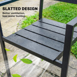 Outsunny Garden Chairs Set Of 4, Garden Dining Chairs, Hdpe Seat, Black - thumbnail 6