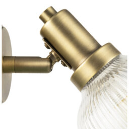 Happy Homewares Classy Antique Brass Switched Wall Light With Clear Ribbed Glass Shade - thumbnail 5