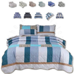 TheWhiteWater Limited Bedspread - Luxury Quilted - Reversible - Bed Throw Warm Quilt - Bedspread Patchwork Pattie Stripe Set 150 Gsm - 3 Tog