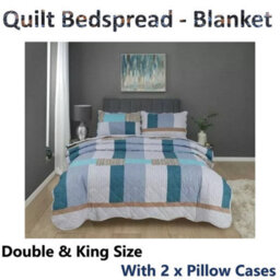 TheWhiteWater Limited Bedspread - Luxury Quilted - Reversible - Bed Throw Warm Quilt - Bedspread Patchwork Pattie Stripe Set 150 Gsm - 3 Tog - thumbnail 3