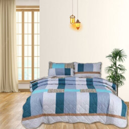 TheWhiteWater Limited Bedspread - Luxury Quilted - Reversible - Bed Throw Warm Quilt - Bedspread Patchwork Pattie Stripe Set 150 Gsm - 3 Tog - thumbnail 4