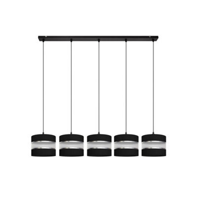 Luminosa Lighting Luminosa Helen Straight Bar Pendant Ceiling Light Black, Silver 115Cm