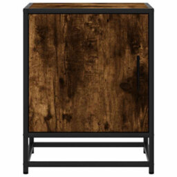 Berkfield Bedside Cabinets 2 Pcs Smoked Oak 40X31X50 Cm Engineered Wood And Metal - thumbnail 5