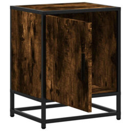 Berkfield Bedside Cabinets 2 Pcs Smoked Oak 40X31X50 Cm Engineered Wood And Metal - thumbnail 9