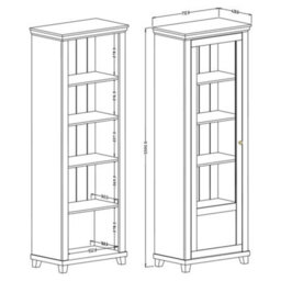 Arte Evora 05 Tall Display Cabinet W710mm H2000mm D420mm - Green & Oak Lefkas, Left-Handed Door - thumbnail 4