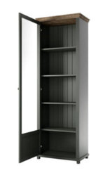 Arte Evora 05 Tall Display Cabinet W710mm H2000mm D420mm - Green & Oak Lefkas, Left-Handed Door - thumbnail 2