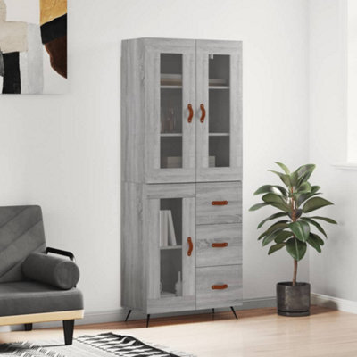 Berkfield Highboard Grey Sonoma 69.5X34X180 Cm Engineered Wood - image 1