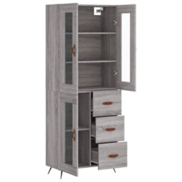 Berkfield Highboard Grey Sonoma 69.5X34X180 Cm Engineered Wood - thumbnail 4