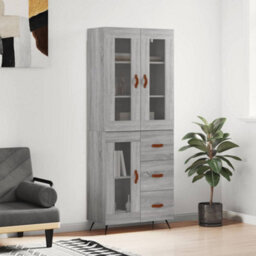 Berkfield Highboard Grey Sonoma 69.5X34X180 Cm Engineered Wood - thumbnail 1