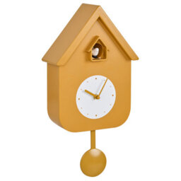 Beliani Pendulum Clock Bonneval 24 Cm With Cuckoo Yellow - thumbnail 4