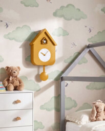 Beliani Pendulum Clock Bonneval 24 Cm With Cuckoo Yellow - thumbnail 2