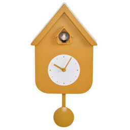 Beliani Pendulum Clock Bonneval 24 Cm With Cuckoo Yellow - thumbnail 1