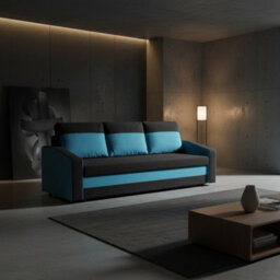 Orion A Compact Upholstered Sofa Bed With Storage Pull Out Guest Bed In Black And Light Blue - thumbnail 5