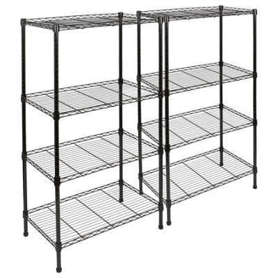 Harbour Housewares 2X 4-Tier Wire Shelving Units Black 60X35X122Cm Adjustable Metal Storage Racks For Garage, Kitchen & Home - image 1