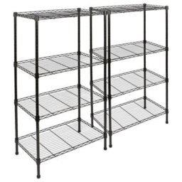 Harbour Housewares 2X 4-Tier Wire Shelving Units Black 60X35X122Cm Adjustable Metal Storage Racks For Garage, Kitchen & Home