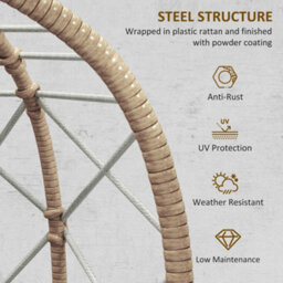 Wyld Haus Nepa Rattan Outdoor Egg Chair Brown And Grey With Cushions And Built-In Cup Holder, L93 X D72 X H146Cm - thumbnail 6