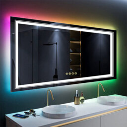 Luvodi 1200X600mm Illuminated Led Rgb Bathroom Mirror Extra Large Anti-Fog Face Touch Sensor