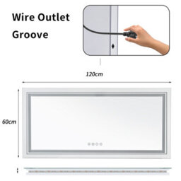 Luvodi 1200X600mm Illuminated Led Rgb Bathroom Mirror Extra Large Anti-Fog Face Touch Sensor - thumbnail 2