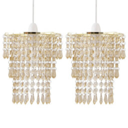 First Choice Lighting Set Of 2 Amber Jewel Tiered Light Shades - thumbnail 1