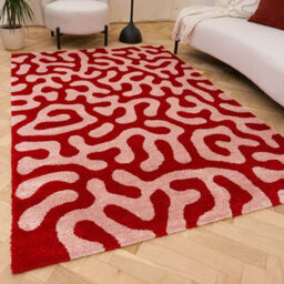 The Rugs Joli Red And Pink Abstract Doodle Rug Soft Dense Pile Easy To Clean And Pet Friendly For Living Rooms And Bedrooms - thumbnail 1