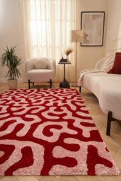 The Rugs Joli Red And Pink Abstract Doodle Rug Soft Dense Pile Easy To Clean And Pet Friendly For Living Rooms And Bedrooms - thumbnail 4