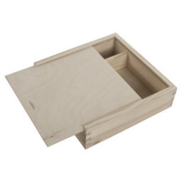 Woodeedoo Wooden Box With Sliding Lid Twin Compartments For 6X4' 10X15Cm Prints Usb Cards Keepsakes Craft Storage 19.5X19.5X5 Cm - thumbnail 9