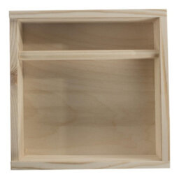 Woodeedoo Wooden Box With Sliding Lid Twin Compartments For 6X4' 10X15Cm Prints Usb Cards Keepsakes Craft Storage 19.5X19.5X5 Cm - thumbnail 3