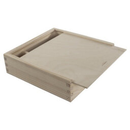 Woodeedoo Wooden Box With Sliding Lid Twin Compartments For 6X4' 10X15Cm Prints Usb Cards Keepsakes Craft Storage 19.5X19.5X5 Cm - thumbnail 2