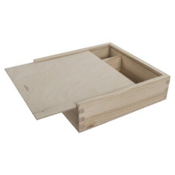 Woodeedoo Wooden Box With Sliding Lid Twin Compartments For 6X4' 10X15Cm Prints Usb Cards Keepsakes Craft Storage 19.5X19.5X5 Cm - thumbnail 6
