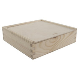 Woodeedoo Wooden Box With Sliding Lid Twin Compartments For 6X4' 10X15Cm Prints Usb Cards Keepsakes Craft Storage 19.5X19.5X5 Cm - thumbnail 5